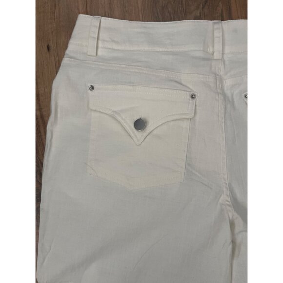 NEW Flamingals Wide Leg Womens Ivory Pants 32" Lightweight Denim Flap Pockets - Picture 6 of 11